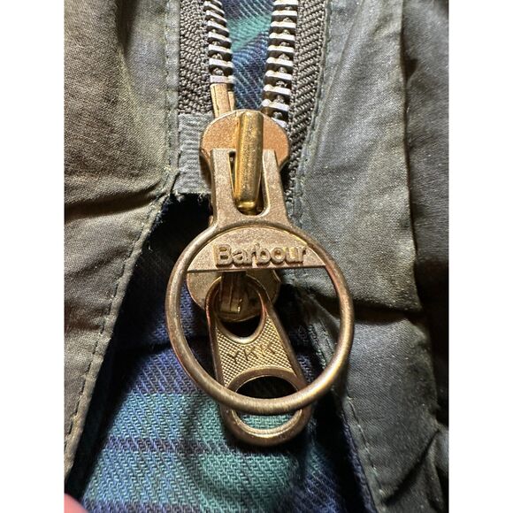 Barbour Green Waxed Durham Full Zip Jacket with Hood Size Medium - Picture 8 of 16